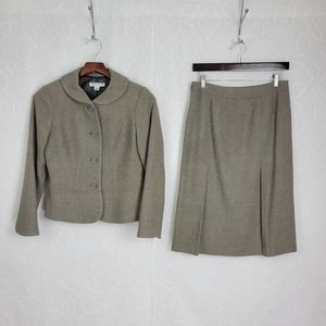 Pendleton Womens‎ Skirt Suits Size 4P/2P Gray Business Round Collar A-Line
